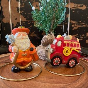 3/$15 🎅🏻Firefighter Santa and Fire Truck Ornament Set
